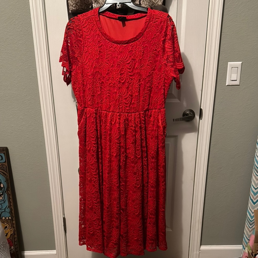 Elegant Red Lace Dress